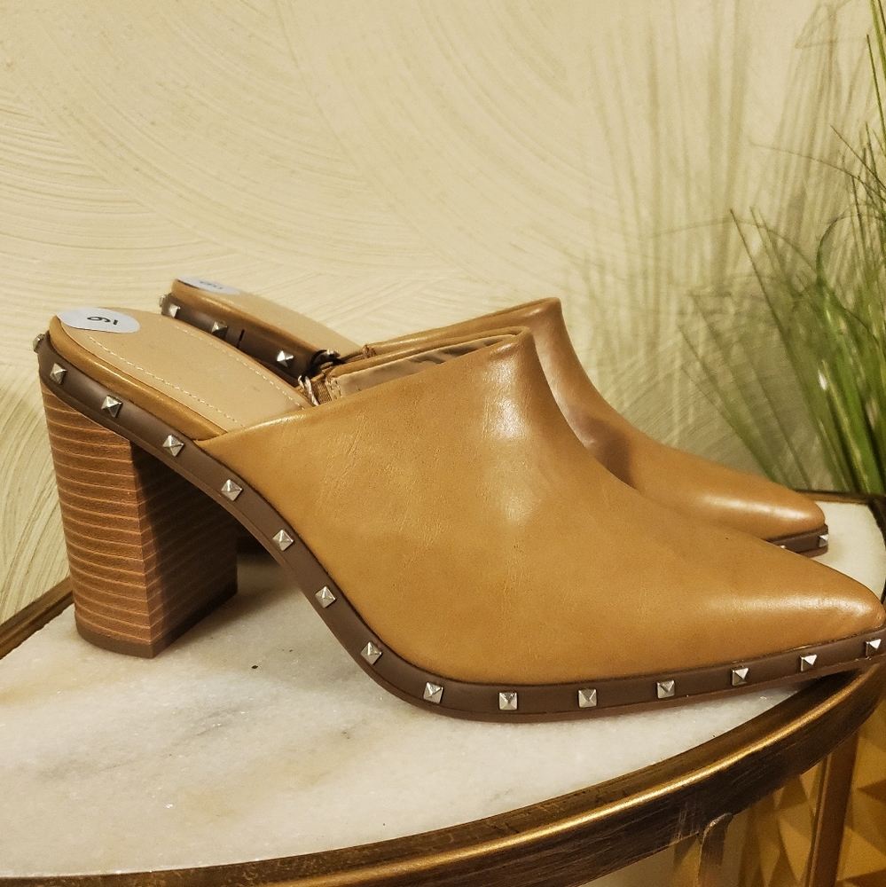 Charles David tan studded mules
